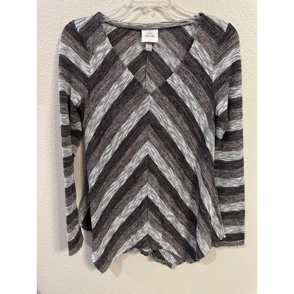 Knox Rose Womens Top Size S Long Sleeve Chevron Pattern Knit‎ Pullover